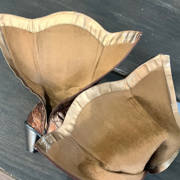 Brown /Cognac John Fashion Sequined Embroidered Pointed Toe Cowboy Boots Sz - Picture 8 of 16